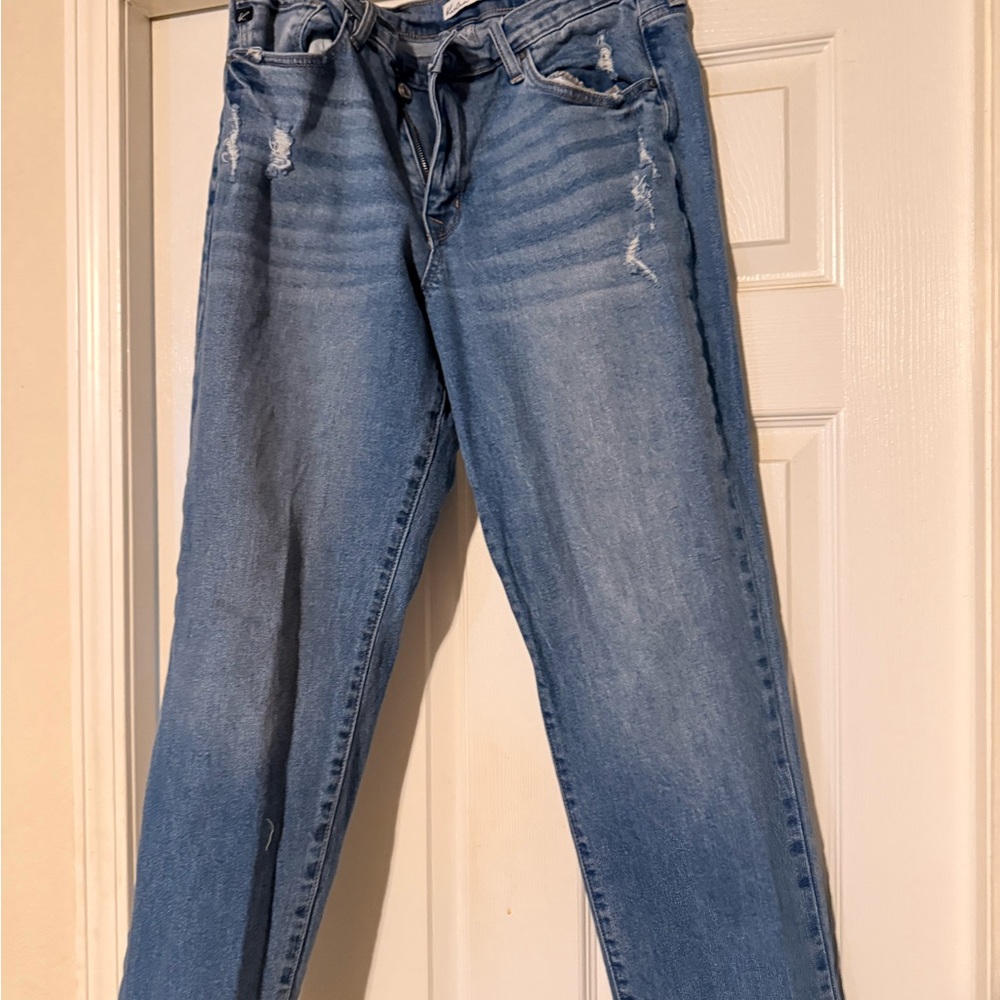 KanCan Light Blue Distressed Straight Leg Jeans